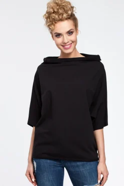 Bluzka kimono z krótkim rękawem - czarna