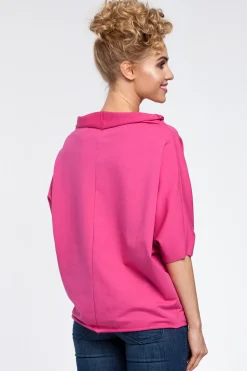 Bluzka kimono z krótkim rękawem - fuksja