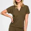 Bluzka z dekoltem V - khaki