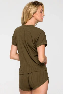 Bluzka z dekoltem V - khaki