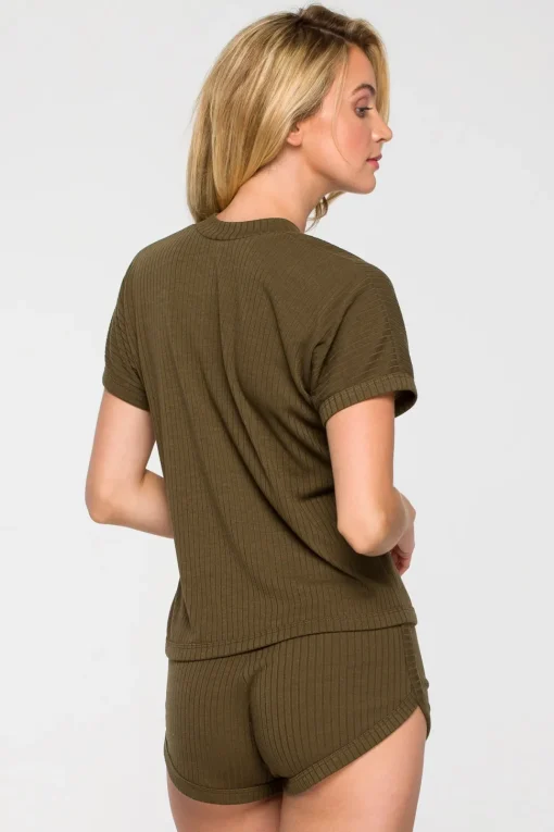 Bluzka z dekoltem V - khaki