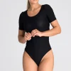 Body damskie z krótkim rękawem - czarne