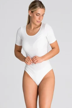 Body damskie z krótkim rękawem - ecru