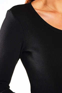 Body damskie z okrągłym dekoltem - czarne