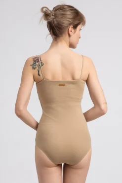 Body na cienkich ramiączkach - cappuccino