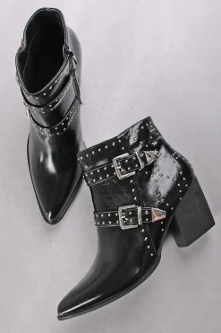 Buty do kostek grubym obcasie Beagan - czarne
