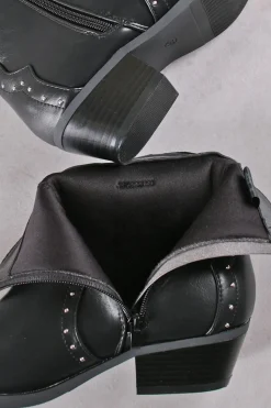 Buty do kostek na grubym obcasie Arumia - czarne