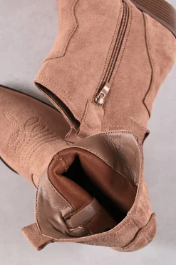 Buty do kostek na grubym obcasie Abner - brązowe