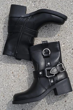 Buty do kostek na grubym niskim obcasie Abelia - czarne