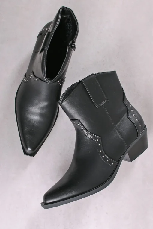 Buty do kostek na grubym obcasie Arumia - czarne