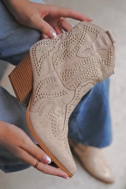Buty do kostek z kamieniami Adaeze - beżowe