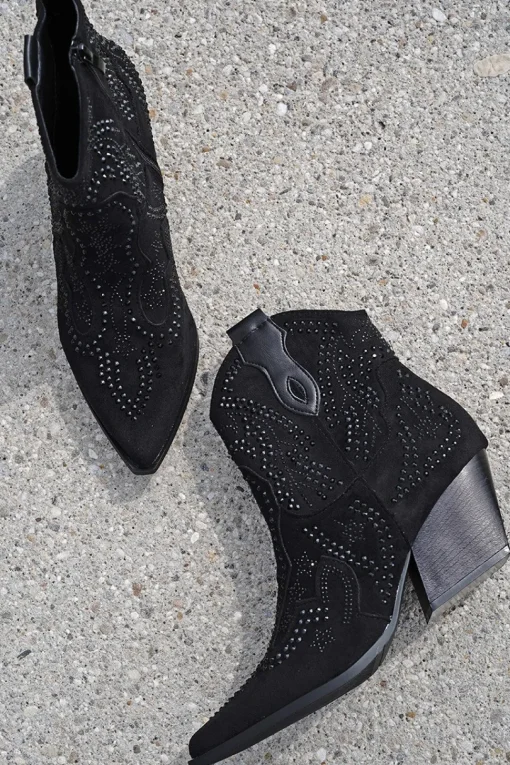 Buty do kostek z kamieniami Adaeze - czarne