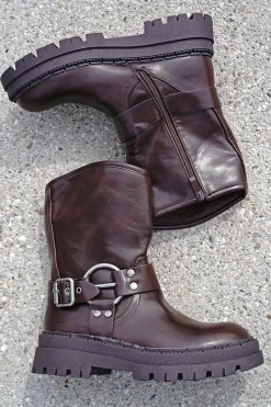 Buty do kostek z ozdobną klamrą Abery - brązowe