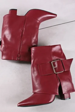 Buty do kostek z ozdobną klamrą Dorottea - bordowe