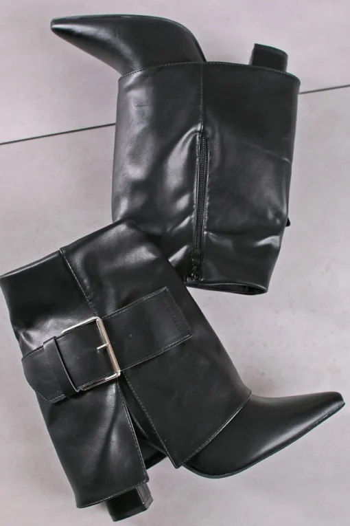Buty do kostek z ozdobną klamrą Dorottea - czarne