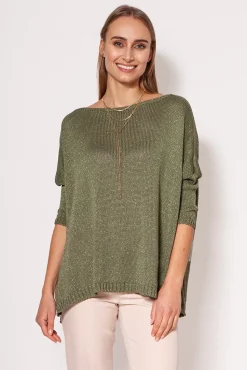 Ciepły sweter damski typu oversize - zielony