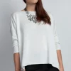 Ciepły sweter damski typu oversize - ecru