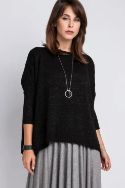 Ciepły sweter damski typu oversize - czarny
