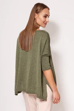 Ciepły sweter damski typu oversize - zielony