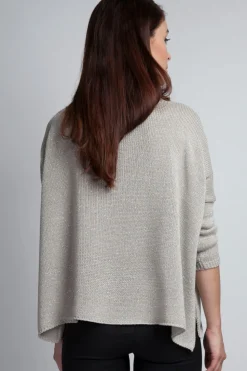 Ciepły sweter damski typu oversize - szary