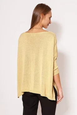Ciepły sweter damski typu oversize - złoty