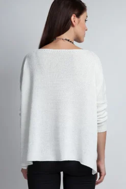 Ciepły sweter damski typu oversize - ecru