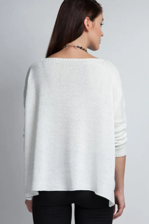 Ciepły sweter damski typu oversize - ecru