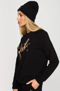 Czapka beanie z haftem - czarna