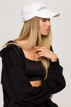 Czapka unisex z daszkiem i nadrukiem - biała