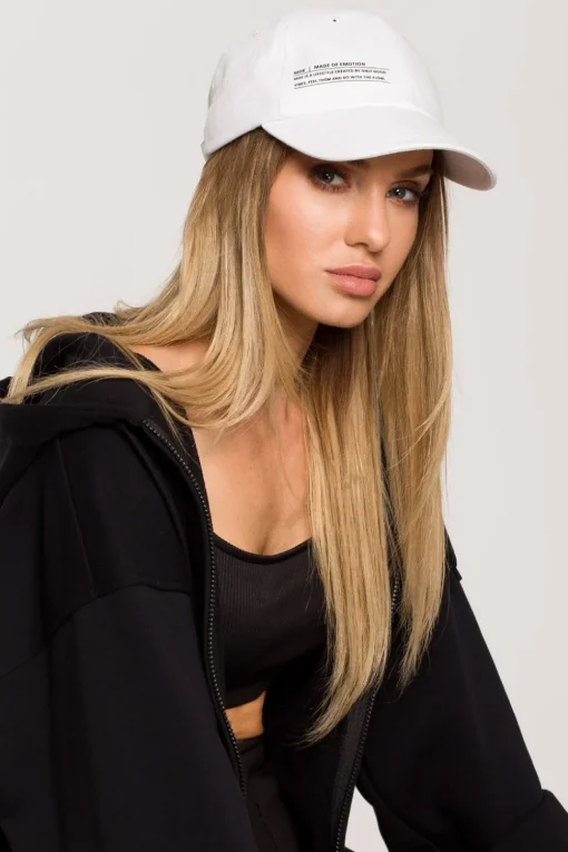 Czapka unisex z daszkiem i nadrukiem - biała