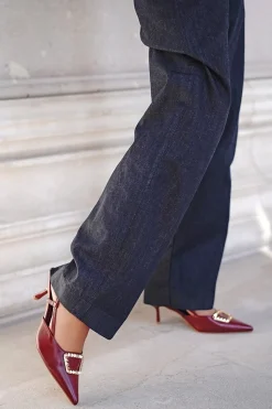 Czółenka slingback Amanda - bordowe