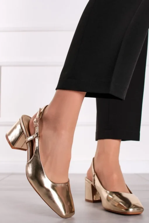Czółenka slingback Ilene - złote