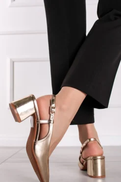 Czółenka slingback Ilene - złote
