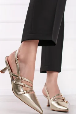 Czółenka slingback Lorraine - złote