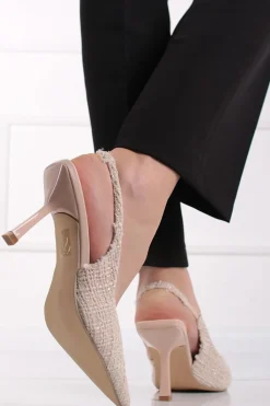 Czółenka slingback na cienkim obcasie Natalia - beżowe