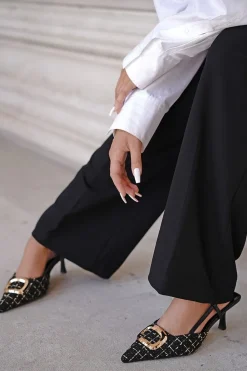 Czółenka slingback na cienkim obcasie Marceline - czarne