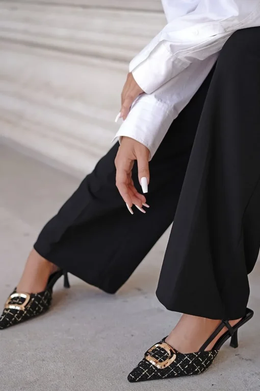 Czółenka slingback na cienkim obcasie Marceline - czarne