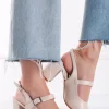 Czółenka slingback na grubym obcasie Mayla - beżowe
