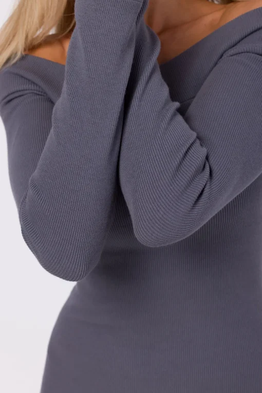 Dopasowana sukienka midi - antracytowa
