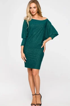 Dopasowana sukienka mini - szmaragdowa