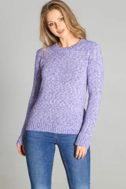Dopasowany sweter z melanżowej dzianiny - niebieski melanż
