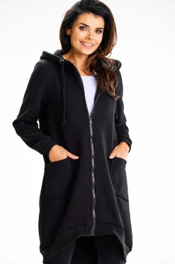 Długa bluza damska oversize - czarna