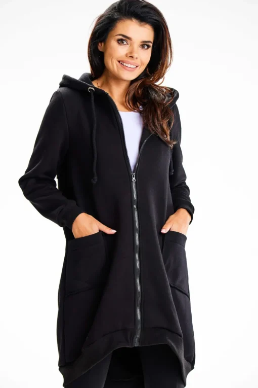 Długa bluza damska oversize - czarna