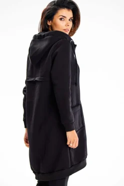 Długa bluza damska oversize - czarna
