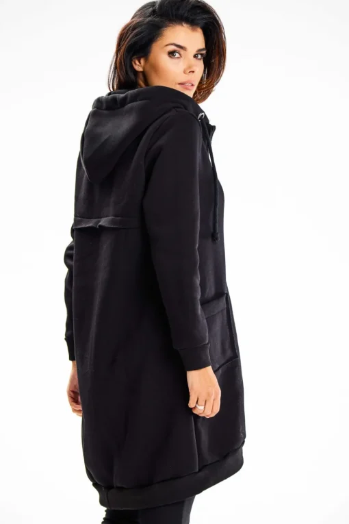 Długa bluza damska oversize - czarna