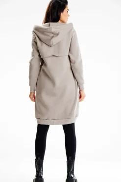 Długa bluza damska oversize - szara