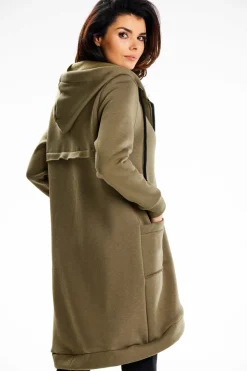 Długa bluza damska oversize - khaki