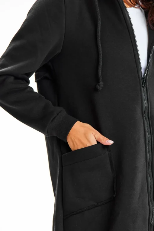 Długa bluza damska oversize - czarna