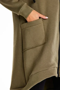 Długa bluza damska oversize - khaki