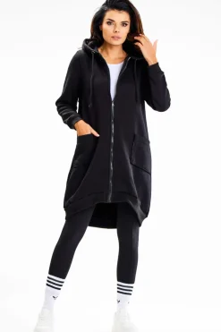 Długa bluza damska oversize - czarna